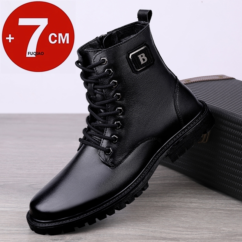 Men'S Shoes Business Casual - Bottines rehaussantes en cuir véritable pour