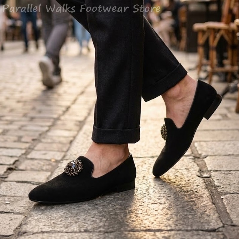 Men Shoes For Wedding - Mocassins en daim pour hommes, ornés