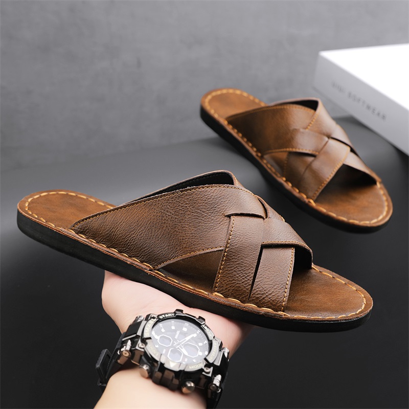 Men'S Shoes Business Casual - Sandales décontractées en cuir véritable pour