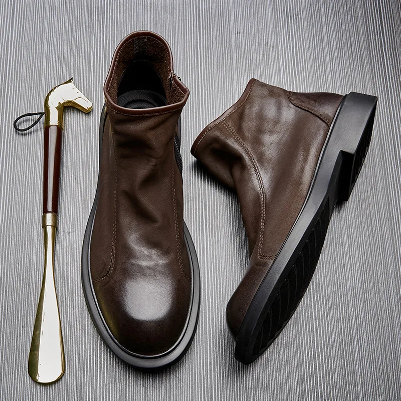 Chaud hommes bottes en cuir vé - Men Shoes For Wedding avis et prix