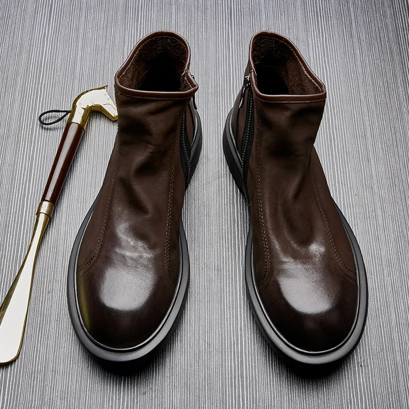 Chaud hommes bottes en cuir vé - Men Shoes For Wedding avis et prix