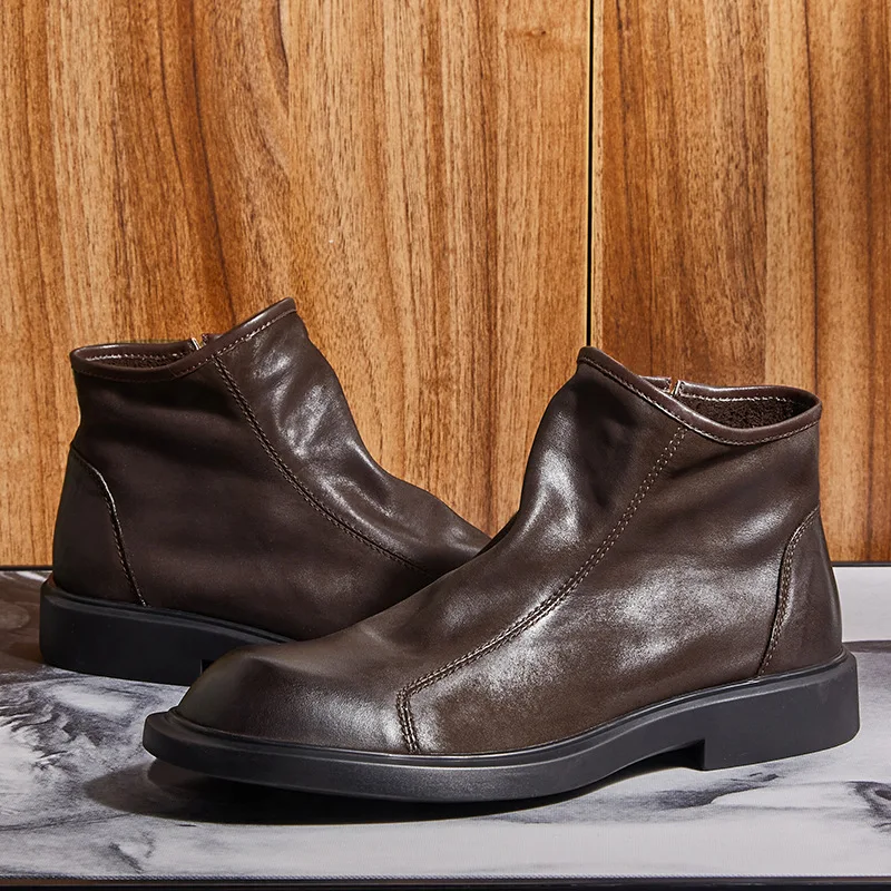 Chaud hommes bottes en cuir vé - Men Shoes For Wedding avis et prix