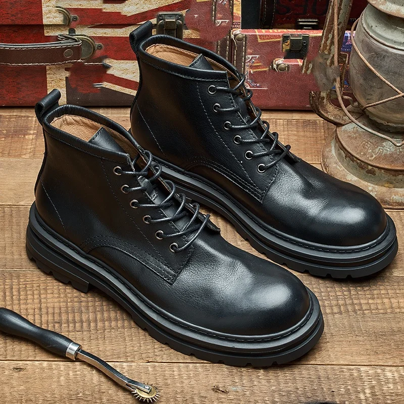 Bottines rétro en cuir véritab - Men'S Shoes Quality Brands avis et prix