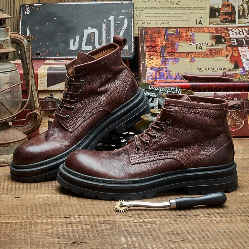 Bottines rétro en cuir véritab - Men'S Shoes Quality Brands avis et prix