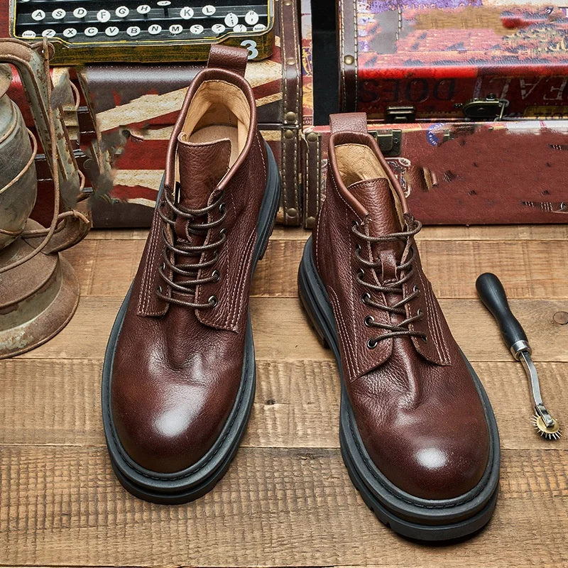 Bottines rétro en cuir véritab - Men'S Shoes Quality Brands avis et prix
